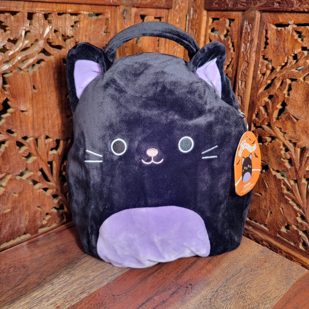 Autumn Black Cat Squishmallows Halloween Treat Pail ,Purse